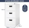 Hängeregisterschrank abschließbar SARA - 3 Schubladen mit Schloss | Aktenschrank Büroschrank aus Stahl Metallschrank, 102x46x62cm Weiß Bild 2