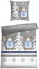 Schiesser Feinbiber Bettwäsche Set Kitta mit coolem Winter-Print, Farbe:Grau und Hellblau, Größe:155x220 cm Bild 4