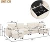 U-Form Ecksofa in Grau, 315 cm Breite mit USB-Ladestation, 2 flexiblen Hockern, Cord Bezug, 315cmx81cmx135cm Bild 2