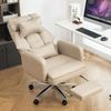 Bürostuhl 155° Liegefunktion, drehbar & höhenverstellbar, Beige Stoffbezug, ausklappbare Fußstütze，64*76*108 cm Bild 2