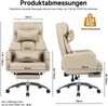 Bürostuhl 155° Liegefunktion, drehbar & höhenverstellbar, Beige Stoffbezug, ausklappbare Fußstütze，64*76*108 cm Bild 3