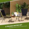 Flieks Gartenmöbel Set 3-tlg mit 2 Stühlen, Beistelltisch Hartglasplatte & abnehmbar Kissen, Stuhl mit schmetterlingsförmiger Rückenlehne, wetterfeste Rattan Lounge, Balkonmöbel Set für 2 Personen, Schwarz Bild 4
