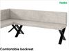 MEBLINI Eckbank für Esszimmer mit ausziehbarem Tisch - Küchenbank - Essecke - Sitzecke Küche - TONI - X-Beine 142x196x87cm Links - Beige Samt/B Weiß Matt Bild 5