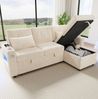 Ecksofa Schlafsofa mit Chenille-Bezug, Stauraum & USB-Anschluss, 206 x 131 x 85 cm, Beige Bild 2