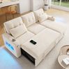 Ecksofa Schlafsofa mit Chenille-Bezug, Stauraum & USB-Anschluss, 206 x 131 x 85 cm, Beige Bild 4