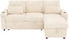 Ecksofa Schlafsofa mit Chenille-Bezug, Stauraum & USB-Anschluss, 206 x 131 x 85 cm, Beige Bild 5