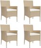 vidaXL 5-tlg. Garten-Bistro-Set mit Kissen Beige Poly Rattan 3187421 Bild 4