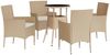 vidaXL 5-tlg. Garten-Bistro-Set mit Kissen Beige Poly Rattan 3187421 Bild 3
