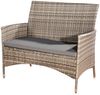 Gartenbank Polyrattan grau mit Sitzpolster Sitzbank Rattanbank Sitzbezug Bild 3