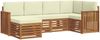 vidaXL Ecksofa Set mit Kissen 6 pcs Natur und Creme Massivholz Akazie 3375085 Bild 2