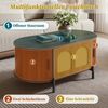 Merax Couchtisch Oval Sofatisch Skandinavisch Beistelltisch mit Rattan-Oberfläche (100 x 50 x 40 cm, 1-St), Wohnzimmertisch mit Klapptür, 2 Schiebetüren, Stauraum & Metallbeine Bild 4