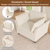 Merax Einzel-Sessel mit Armlehnen, Lesesessel, Relaxsessel, großer Lounge-Sessel mit weichem Rücken- und Armlehnenpolster, Chenille-Stoff, Beige Bild 5
