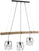 Leuchten Direkt 3er Pendelleuchte Edgar schwarz-holz 120x20 cm E27 60 W Bild 2