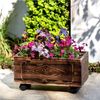 HAC24 Blumenkasten Mobiler Pflanzenwagen aus Holz Pflanzkasten Blumen Pflanzen Rollwagen (1 St), Länge 44 cm Bild 2