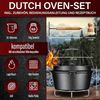 Dutch Oven 12 l ohne Füße – eingebrannt & sofort einsatzbereit, inkl. 2in1 Deckelheber, Reinigungsbürste, Edelstahl-Untersetzer, Rezeptbuch & Pflegeanleitung Bild 2