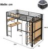 Hochbett mit, Schreibtisch, Regal, Kleiderschrank, Lattenrost, Leiter, Rausfallschutz und Aufbewahrungsbox, 90x200cm, Kinderbett, Metallbett Bild 5