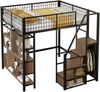 Multifunktionales Hochbett 140 x 200 cm, Metallbett mit Stauraum, Ablageflächen und Treppe, Erwachsenenbett und Kinderbett, Schwarz Bild 4