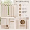 Rosnek Scheibengardine Vorhang Leinenoptik 2er Set, Kurzgardinen mit Knöpfen, Boho Natur, Cafehausgardinen für Küche, Wohnzimmer, Büro & Wohnmobil Bild 2
