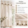 Rosnek Scheibengardine Vorhang Leinenoptik 2er Set, Kurzgardinen mit Knöpfen, Boho Natur, Cafehausgardinen für Küche, Wohnzimmer, Büro & Wohnmobil Bild 3