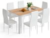 Mondeer Essgruppe Esszimmergruppe (Set, 7-tlg), 1 Tische mit 6 weiß Stühlen Bild 4