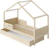 Bellabino 'Bela' Hausbett 90x200 cm mit großer Schublade, natur, Kiefer Massivholz, Montessori Kinderbett mit Stauraum, inkl. Rausfallschutz und Lattenrost Bild 2