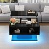 Couchtisch mit LED-Beleuchtung, verstecktem Stauraum und Hochglanzoptik, Lift-Design Sofatisch in Schwarz, mit USB-Anschluss Bild 3