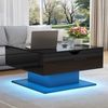 Couchtisch mit LED-Beleuchtung, verstecktem Stauraum und Hochglanzoptik, Lift-Design Sofatisch in Schwarz, mit USB-Anschluss Bild 2