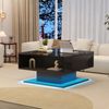 Couchtisch mit LED-Beleuchtung, verstecktem Stauraum und Hochglanzoptik, Lift-Design Sofatisch in Schwarz, mit USB-Anschluss Bild 4