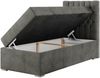 Boxspringbett PERA, Polsterbett mit Kopfstütze, gepolsterte Kopfstütze, Einzelbett, 90x200 - Dunkelgrau Velours - rechts - H3 Bild 3