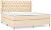 vidaXL Boxspringbett mit Matratze Creme 180x200 cm Stoff 3128786 Bild 2
