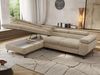 MKS Möbel 'Pablo L-Form' Ecksofa mit Schlaffunktion, verstellbare Kopfstützen, Beige, Schenille grob, Visco Topper, Links Bild 3