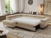 MKS Möbel 'Pablo L-Form' Ecksofa mit Schlaffunktion, verstellbare Kopfstützen, Beige, Schenille grob, Visco Topper, Links Bild 4