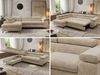 MKS Möbel 'Pablo L-Form' Ecksofa mit Schlaffunktion, verstellbare Kopfstützen, Beige, Schenille grob, Visco Topper, Links Bild 2