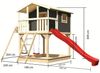 Karibu Stelzenhaus Benjamin terragrau mit Doppelschaukel Mit roter Rutsche Bild 2