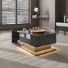 Couchtisch, Beistelltisch, Couchtisch mit Glas und LED-Effekt, mit Glasplatte, Hochglanz Schwarz Bild 3