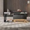 Couchtisch, Beistelltisch, Couchtisch mit Glas und LED-Effekt, mit Glasplatte, Hochglanz Schwarz Bild 2