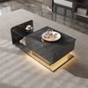 Couchtisch, Beistelltisch, Couchtisch mit Glas und LED-Effekt, mit Glasplatte, Hochglanz Schwarz Bild 4