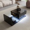 Couchtisch, Beistelltisch, Couchtisch mit Glas und LED-Effekt, mit Glasplatte, Hochglanz Schwarz Bild 5