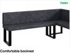MEBLINI Eckbank für Esszimmer mit ausziehbarem Tisch - Küchenbank - Essecke - Sitzecke Küche - ERIC - U-Beine 142x196x87cm Rechts - Dunkelgrau Samt/B Weiß Matt Bild 5