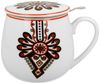 DUO ETNO Fassbecher 430 ml RURAL ORNAMENT mit Teesieb, New Bone China Porzellan Bild 2