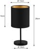 LED Tischleuchte mit Stoffschirm in Schwarz innen Gold, Höhe 28cm Bild 4