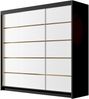 Kleiderschrank mit Goldverzierung Edrulaz VII mit drei Schwebetüren (Farbe: Schwarz / Weiß) Bild 2