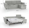 Dmora Schlafsofa mit Halbinsel Priverno, Verwandelbares Ecksofa für das Wohnzimmer, gepolstert, abnehmbar, 100 % Made in Italy, 285x160 h100 cm, Hellgrau Bild 3