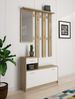 Dmora Eingangsmöbel Garolfo, Moderner Eingang, Wandgarderobe, Multifunktions-Aufbewahrungskonsole, 100x26h190 cm, Weiß und Eiche Bild 2