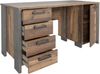 Forte CLIF Schreibtisch 150160, rustikaler Schreibtisch mit 4 Schubladen und 1 Tür, Holzwerkstoff, Old-Wood Vintage Holzdekor/Betonoptik Dunkelgrau, 155 cm breit x 73,5 cm hoch x 60 cm tief Bild 4
