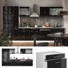 Küchenzeile R-Line Schwarz Hochglanz/Weiß 350 cm mit Hochschrank, ohne Arbeitsplatte Vicco Bild 2