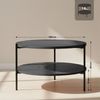 CLP Couchtisch Edduma rund aus Holz 2 Ebenen Metallgestell schwarz,grau Ø 80 cm Bild 2