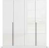 rauch Kleiderschrank Alba, Drehtürenschrank, Garderobenschrank, 4-türig, mit 3 Kleiderstangen, 4 Einlegeböden und Schubladeneinsatz, Farbe Hochglanz Weiß/Weiß, Griffstange Grau metallic, Schwarz, 181x197x54cm Bild 2