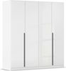rauch Kleiderschrank Alba, Drehtürenschrank, Garderobenschrank, 4-türig, mit 3 Kleiderstangen, 4 Einlegeböden und Schubladeneinsatz, Farbe Hochglanz Weiß/Weiß, Griffstange Grau metallic, Schwarz, 181x197x54cm Bild 3