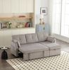 Schlafsofa 206x108x66 cm mit Stauraum und Ausziehfunktion – Cord in Hellgrau, wechselbare Chaiselongue Bild 4